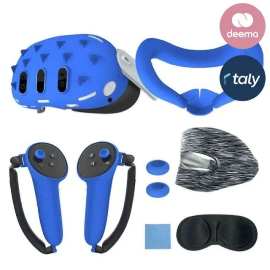 Gamax Meta Quest 3 Hexagon Flat Silicone Protective Case Set - Blue
